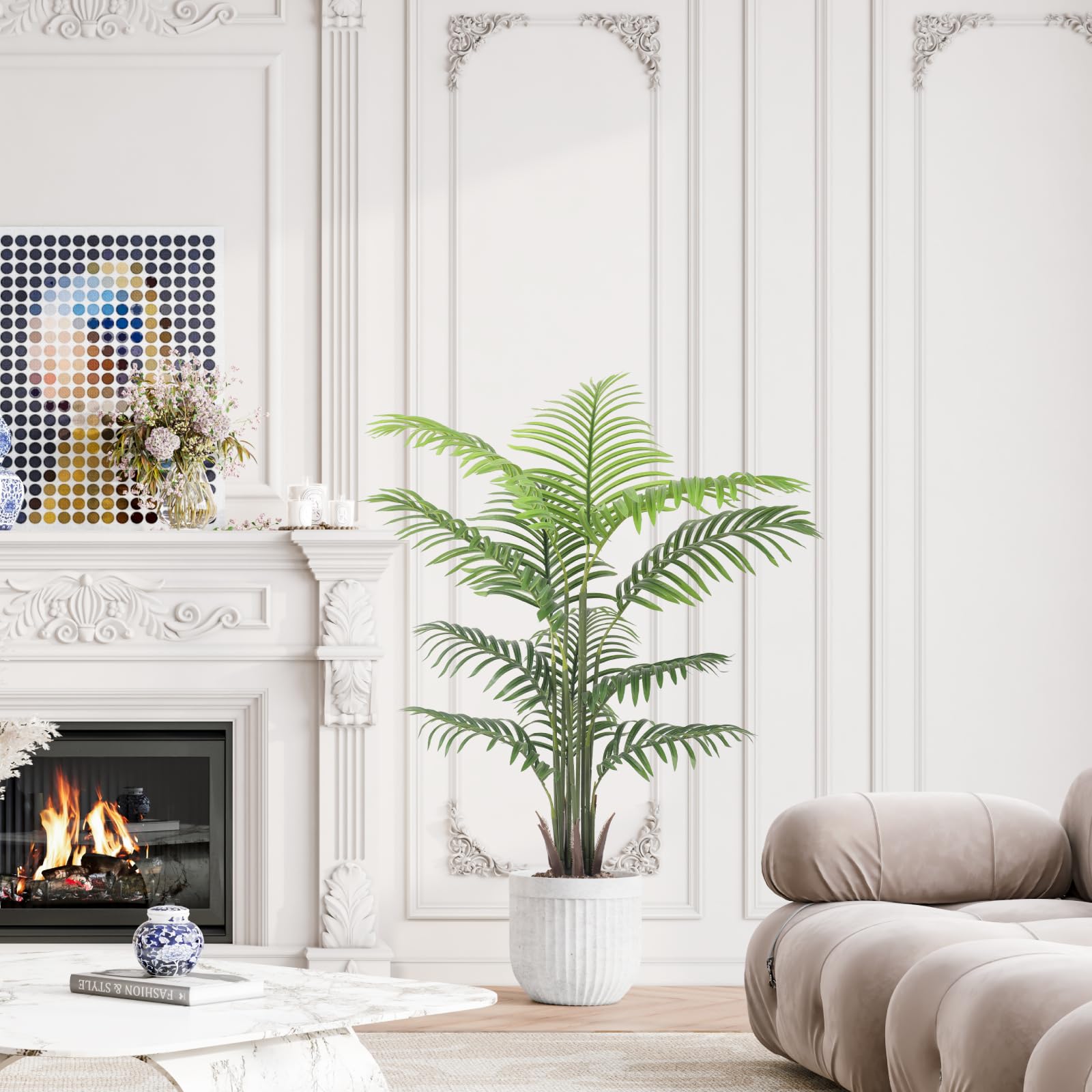YOLEO Grandes Plantes artificielles en Pot - 120 cm - Palmier Artificiel - Décoration pour Salon, Balcon, Chambre à Coucher, Bureau