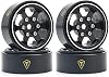 TREAL SCX24 Wheels 1.0 Beadlock Wheels (4P) Scale-Look Concave Six Spoke Rim Crawler for Axial SCX24 -Type D (Black)
