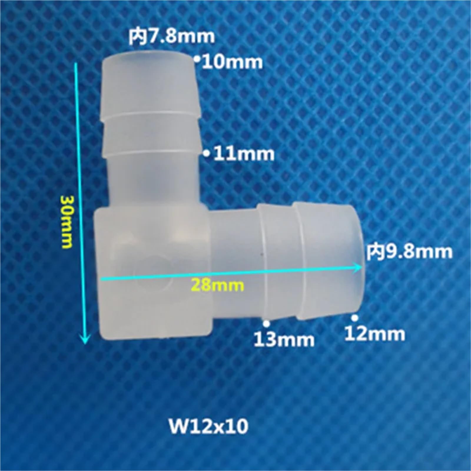 Raccord de tuyau d'arrosage en forme de L, 50 pièces, coude réducteur cannelé en plastique de 2,4 mm, 3,2 mm, 6 mm, 8 mm, 10 mm, 12 mm, 14 mm(12mm to 10mm)