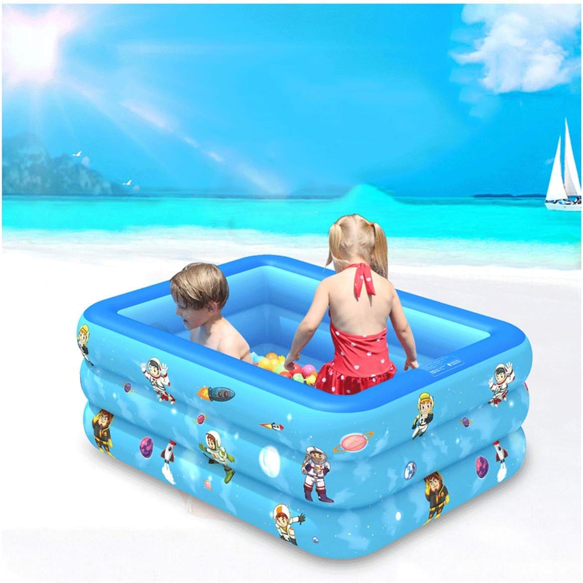 MRWJ Inflatable Swimming Pool,family Adult/child entertainment swimming pool Inflatable Thickening sponge Bathtub Aquatic creatures pattern Environmental protection Materials 130 * 85 * 50cm
