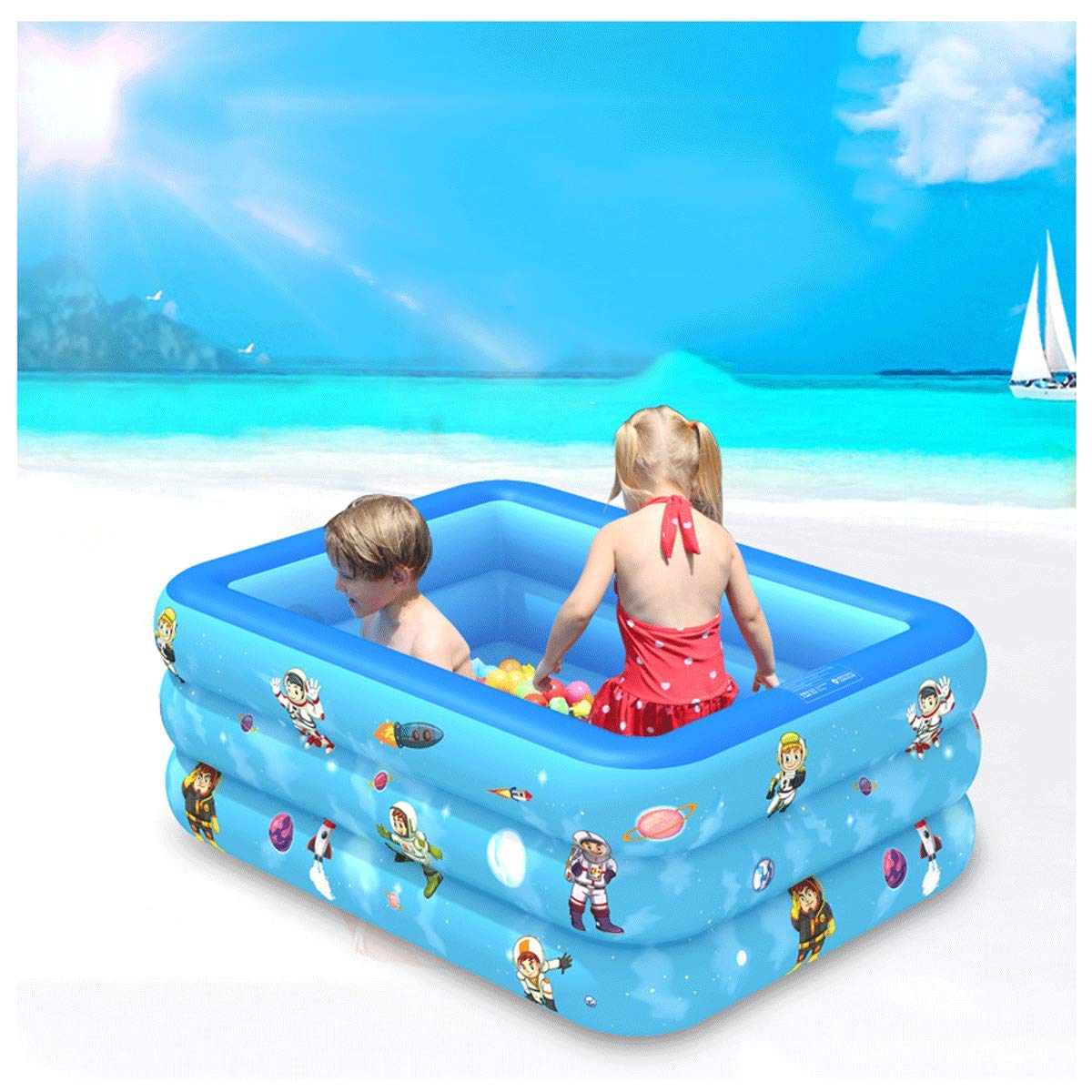 MRWJ Inflatable Swimming Pool,family Adult/child entertainment swimming pool Inflatable Thickening sponge Bathtub Aquatic creatures pattern Environmental protection Materials 130 * 85 * 50cm