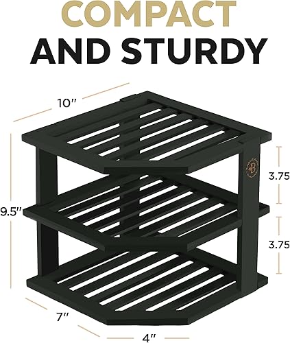 Miniatura 3 de Estante Organizador de Gabinete - Estante de Esquina de Bambú para Encimera de Cocina, Ahorrador de Espacio de Gabinete para Platos, Platos Hondos