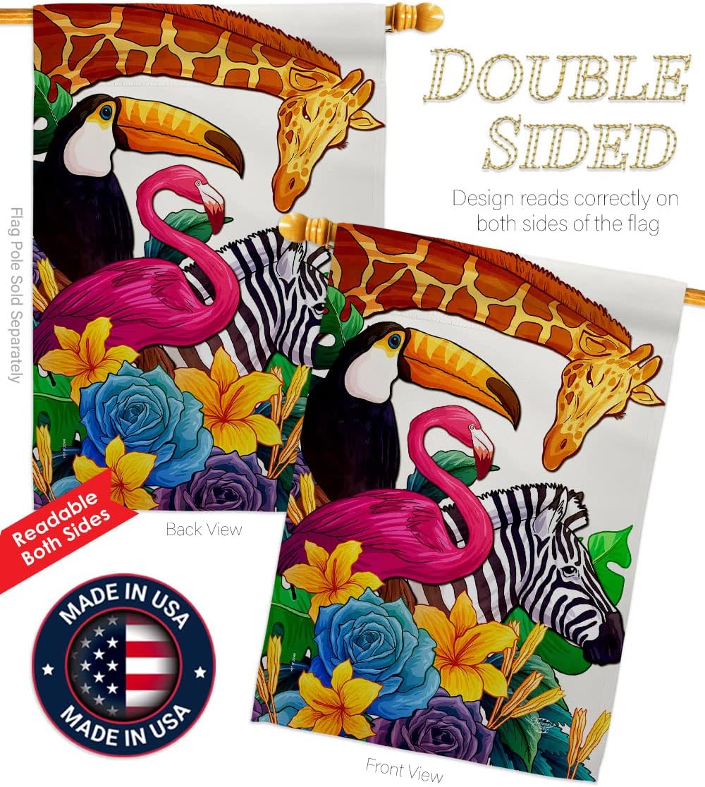 Zoo House Flag Barnyard Cow Horse Rooster Farmhouse Pet Nature Farm Animal Creature Decoration Banner Small Garden Yard Gift Double-Sided, Made in USA