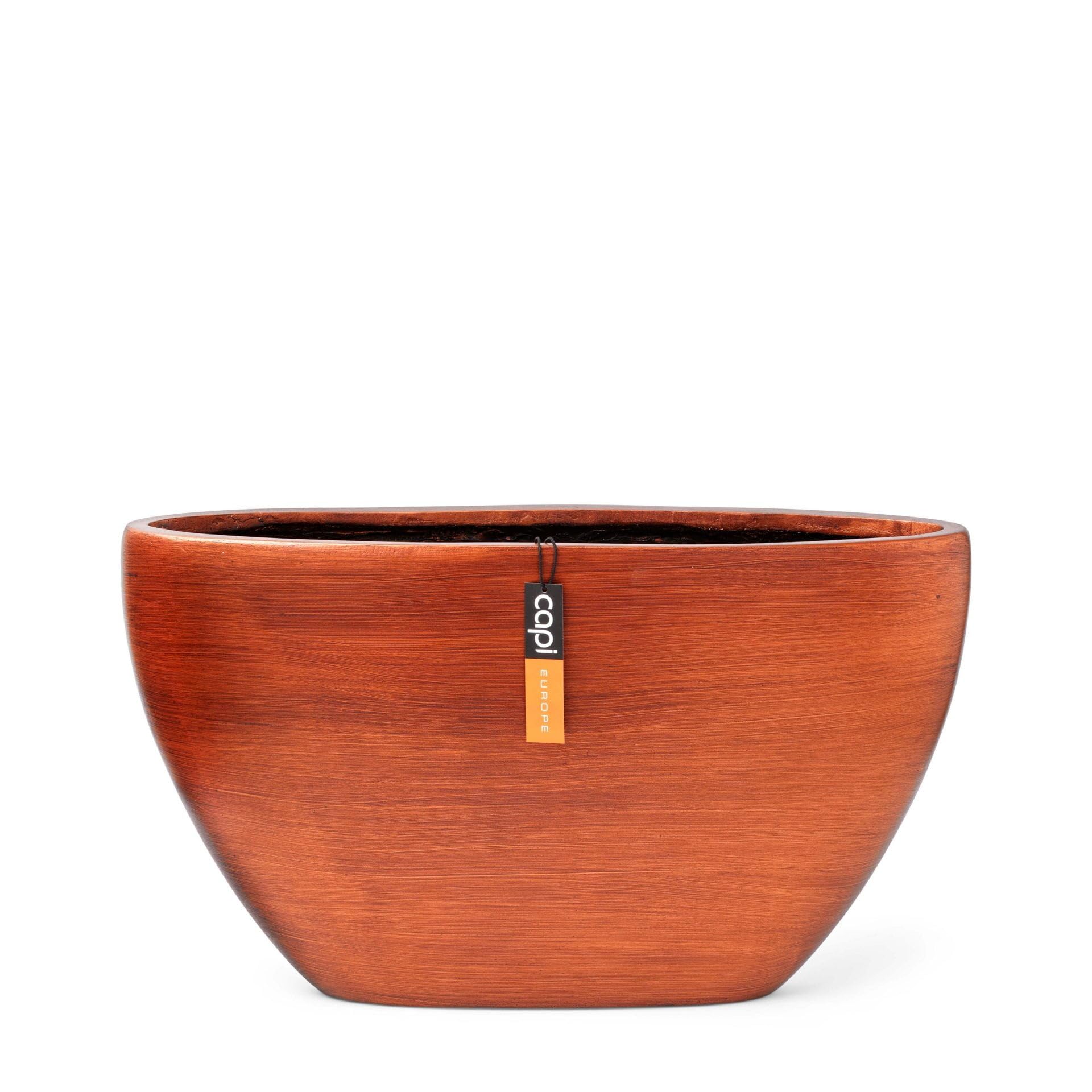 Capi Europe - Vaso ovale alto Retro - 59x14x34 - Rame - Apertura Ø14 - Maceta para interior y exterior - BRTC841