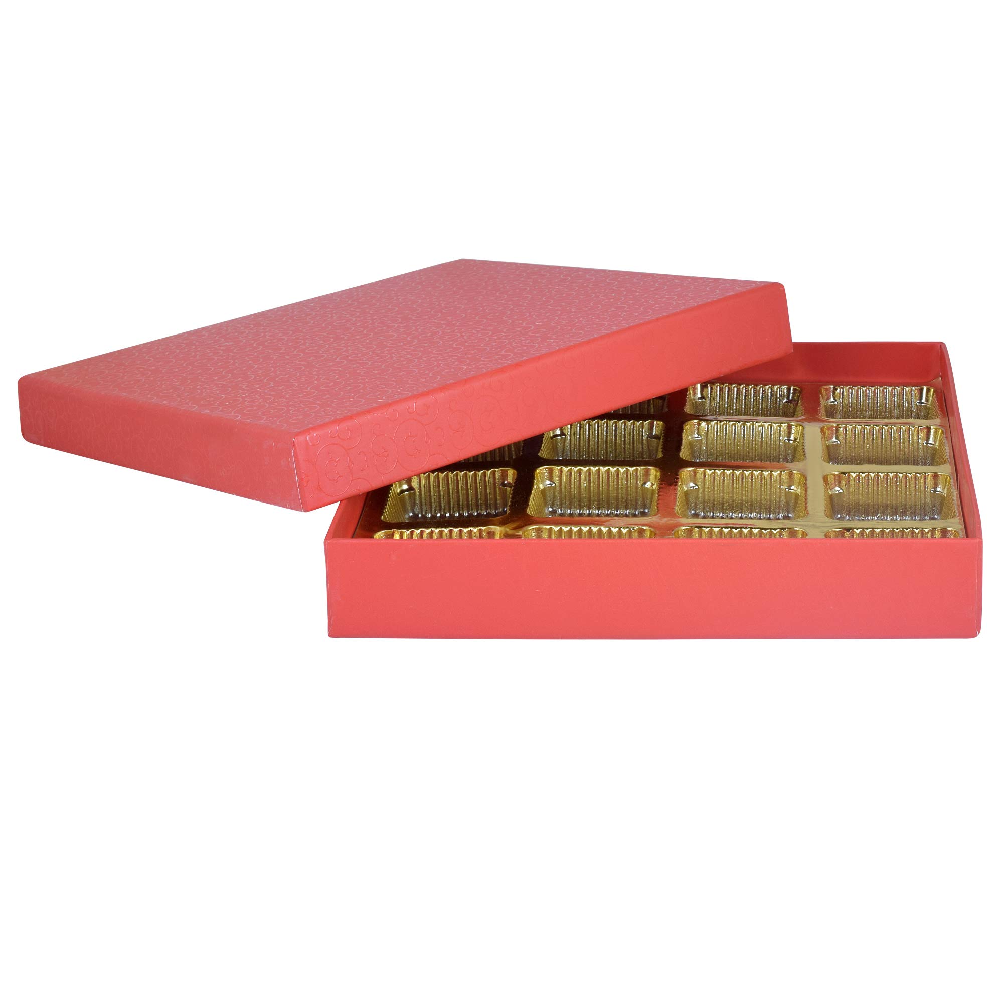 LINE 'N' CURVES 16 Cavity Chocolate Packaging Boxes, Birthday Return Gift, Cardboard Box, Candy Storage Containers, Color - Red, PACK OF 20