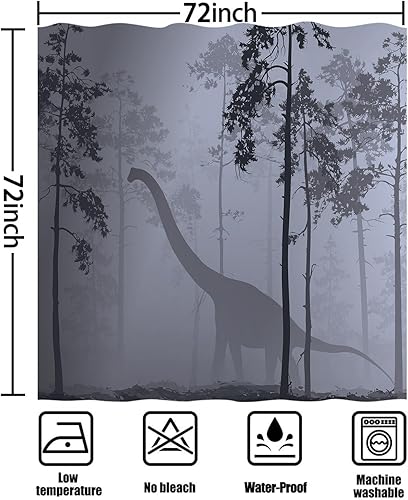 Miniatura 7 de Cortina de ducha de dinosaurio del bosque, salvaje, Raptor Jurásico salvaje, dinosaurio, animales, niños, cortinas de bañera para baño, decoración