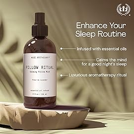 Muse Apothecary Pillow Ritual - Aromatic, Calming and Relaxing Pillow Mist, Linen and Fabric Spray - Infused with Natural Aromatherapy Essential Oils - 8 oz, Tonka Bean + Amber + Warm Cedarwood