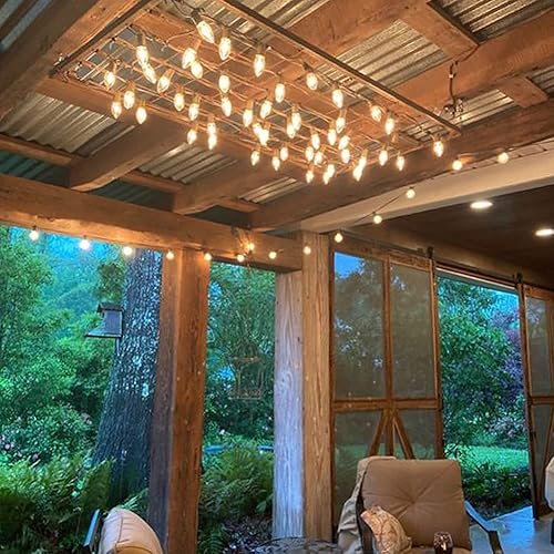 Miniatura 8 de Paquete de 25 bombillas incandescentes transparentes C9, bombillas de Navidad C9 de repuesto, bombillas de luz nocturna de 7 W, base intermedia