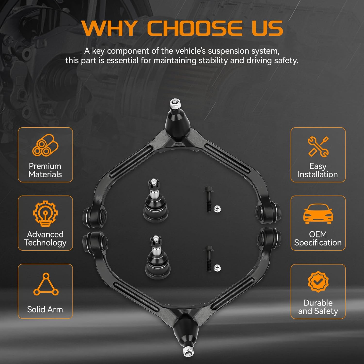 Front Upper Control Arms & Lower Ball Joints Compatible with Jeep Liberty 2005 2006 2007