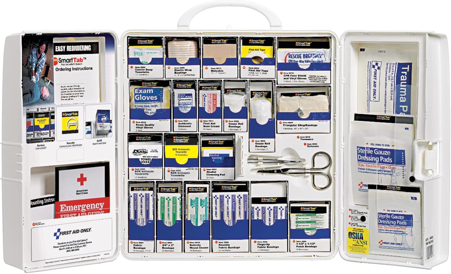 First Aid Only 1001-FAE-0103 Large SmartCompliance First Aid Kit, 209 Pieces, OSHA Compliant, Plastic Case First Aid Only 1001-FAE-0103 Large SmartCompliance First Aid Kit, 209 Pieces, OSHA Compliant, Plastic Case