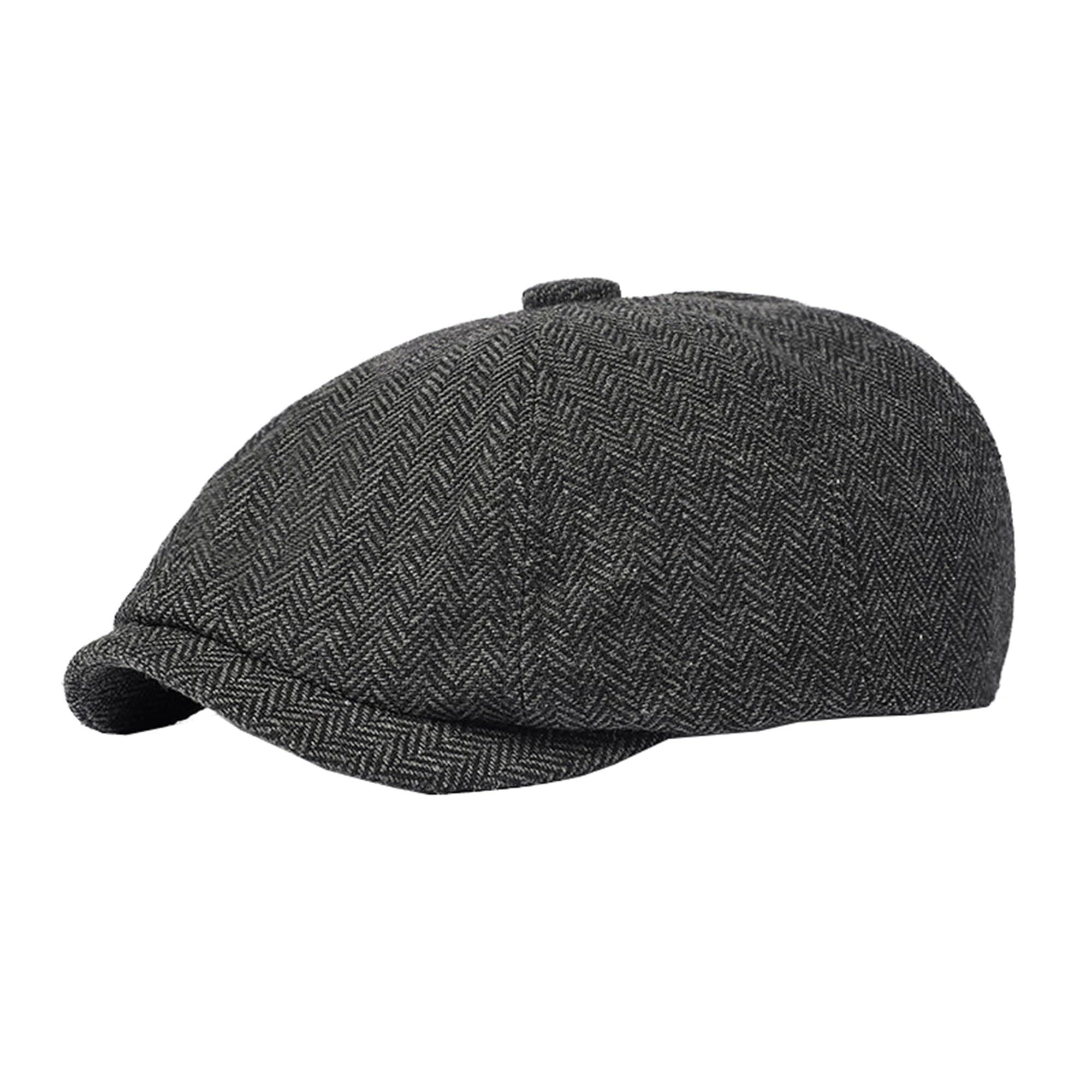 Men Classic Newsboy Cap 8 Panel Gatsby Flat Cap Ivy Golf Cabbie Hat Herringbone Cabbie Flat Cap Herringbone Newsboy Hat Darkgray