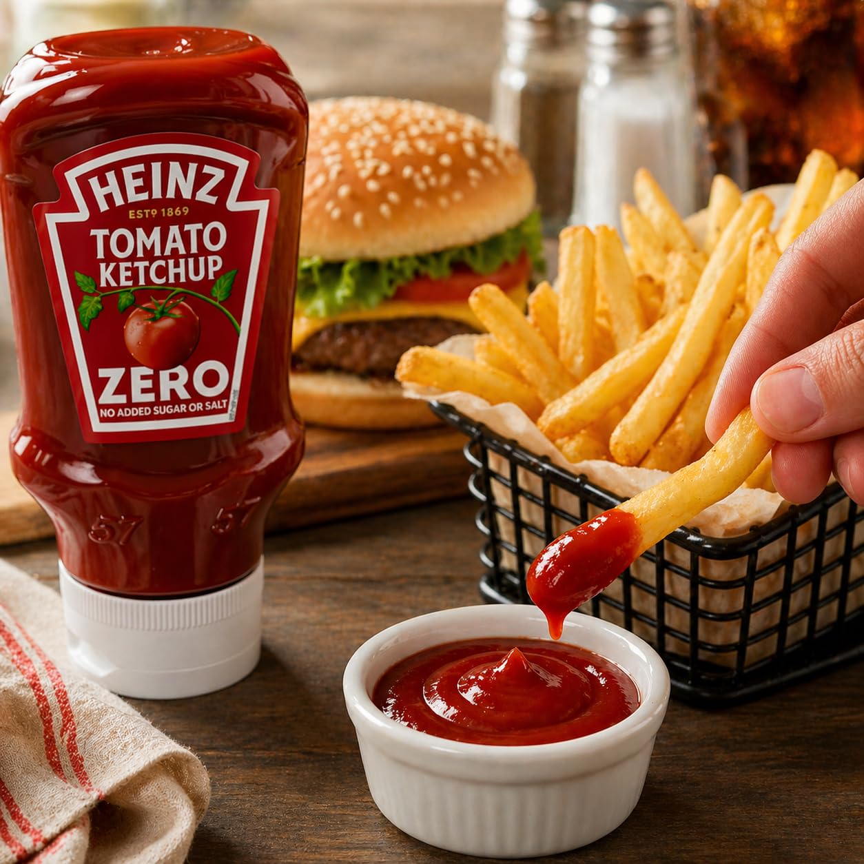 Heinz Ketchup pomidorowy bez dodatku cukru i soli, 425 g (opakowanie 10 szt.)