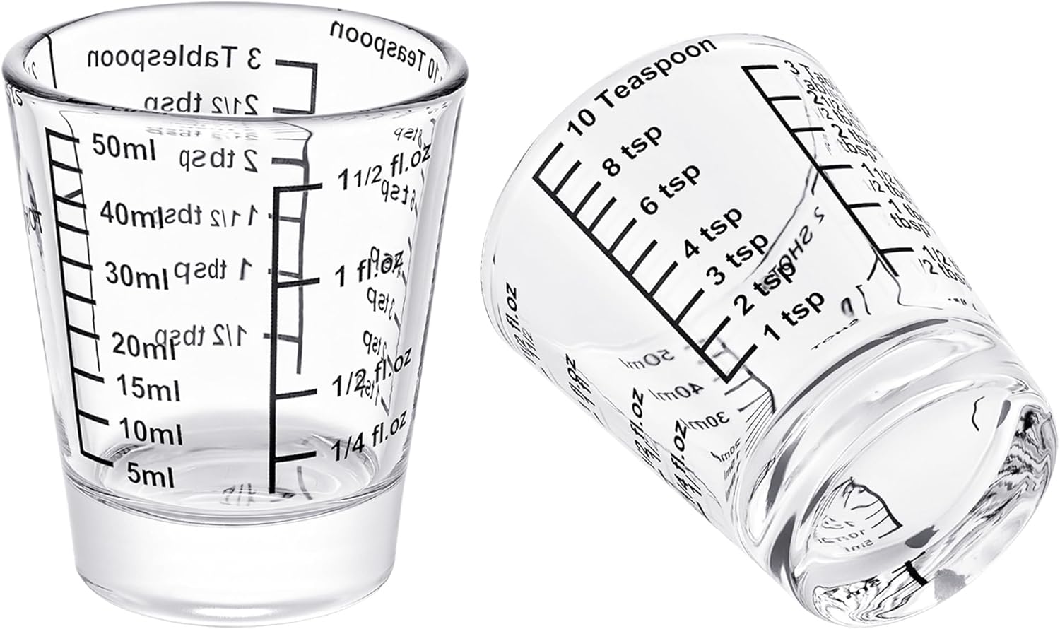 Ackers Mini Measure Heavy Glass, 32-Incremental Measurements Multi-Purpose Liquid and Dry Measuring Shot Glass, Black Single