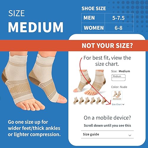 Miniatura 36 de Calcetines para fascitis plantar (6 pares) para hombres y mujeres, mangas de compresión para pies con soporte de arco y tobillo (blanco, S)