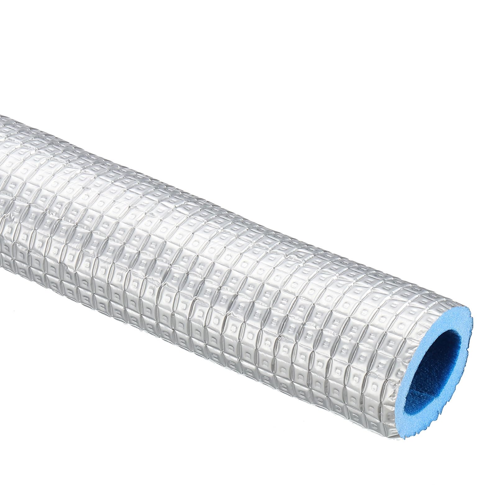 PATIKIL 5.6Ft Pipe Insulation Foam Tubing, 63mm(2-1/2") ID 83mm(3-1/4") OD Heat Preservation XPE Foam Tube Wrap with Aluminum Foil for AC Unit Air Conditioning Water Pipe, Silver Blue