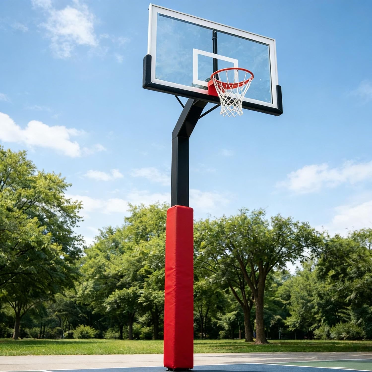 6x6 Square Basketball Pole Pad, Outdoor Full Wrap-Around Safety Padding, Columns Cover Padding for Driveway & Court Poles