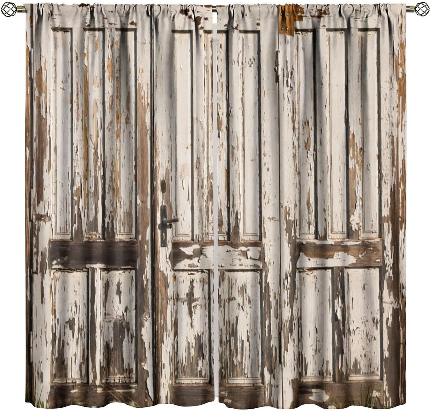 Rideaux imprimés planche de bois vintage microfibre occultant à oeillets