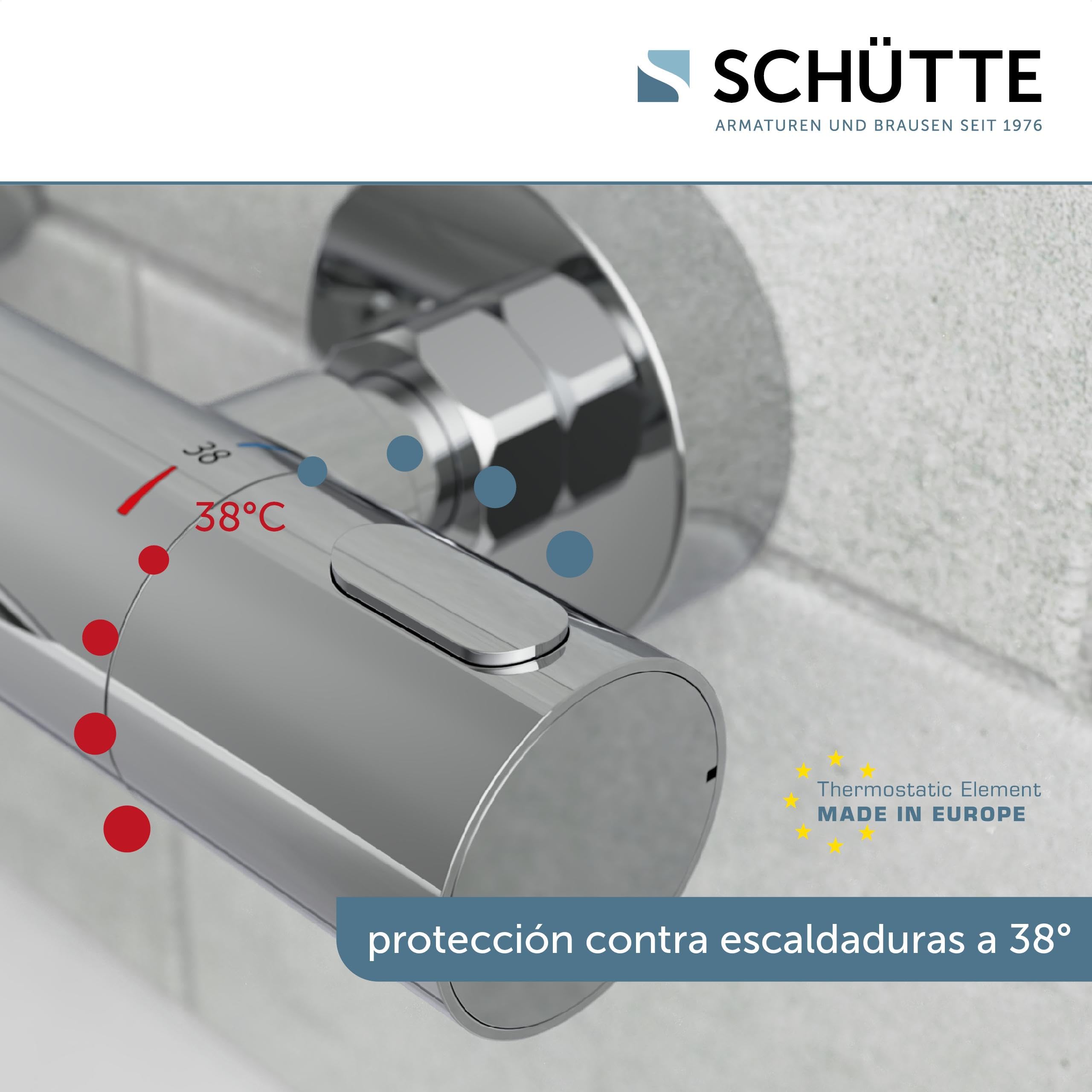 Schütte 33190 Los Angeles - Grifo de bañera con termostato, termostato con protección antiquemaduras a 38 ℃, cromado