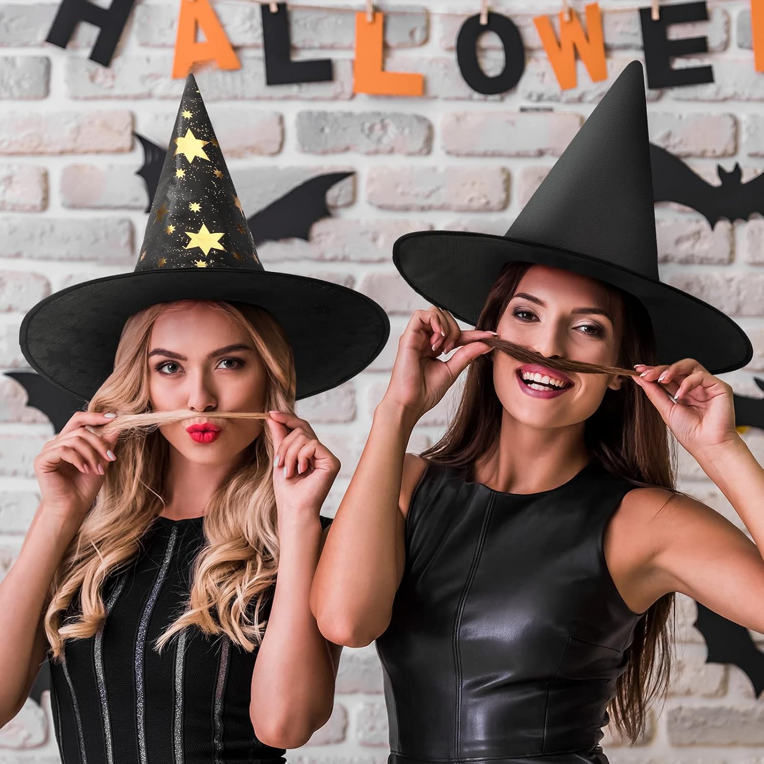 Jerify 18 Pcs Halloween Witch Hats, 4 Designs Wizard Costume Decor