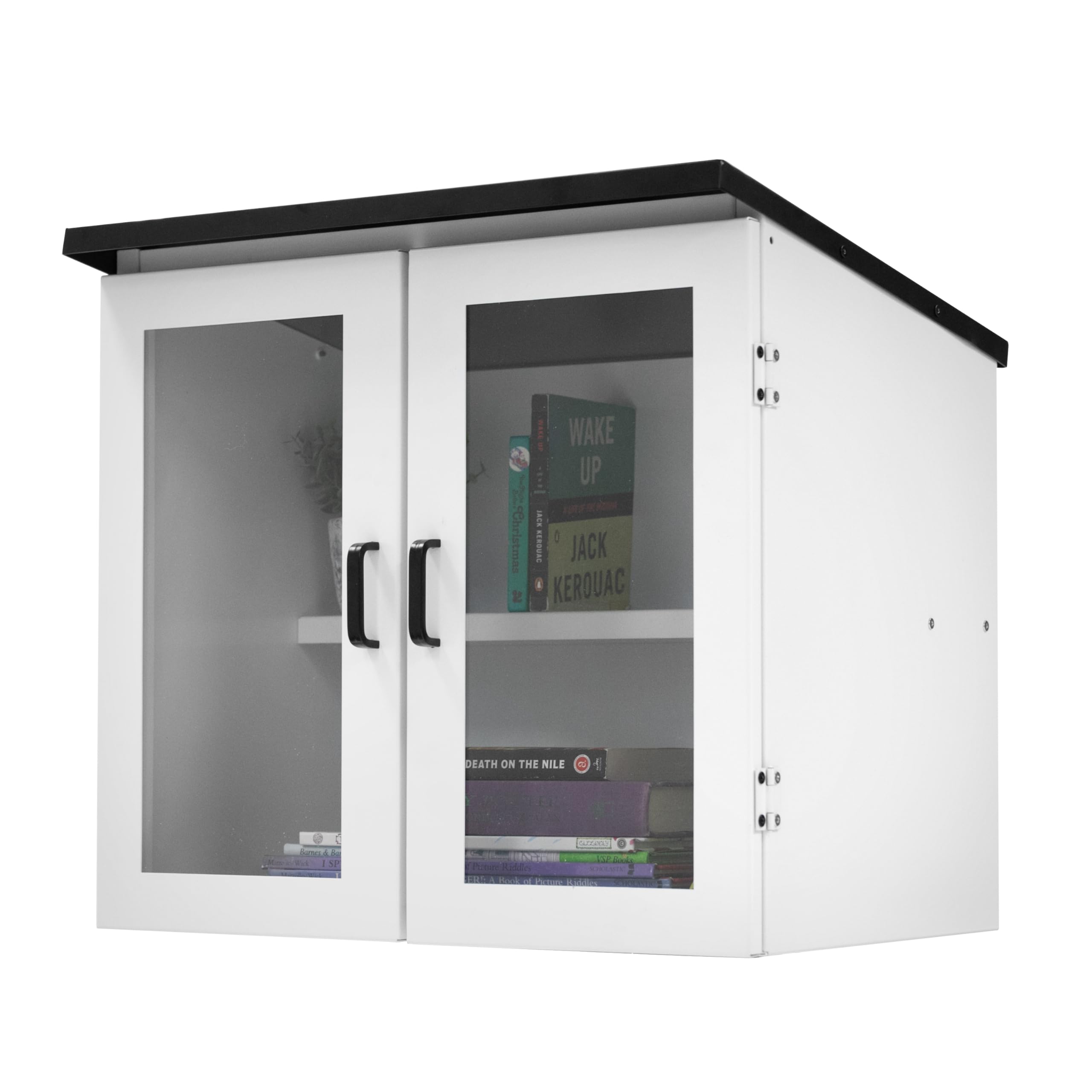 ilyapa outdoor library book box - free literature exchange kit for outside - white powder coated steel - with easy 4x4 post mount - 20x14x19 inch