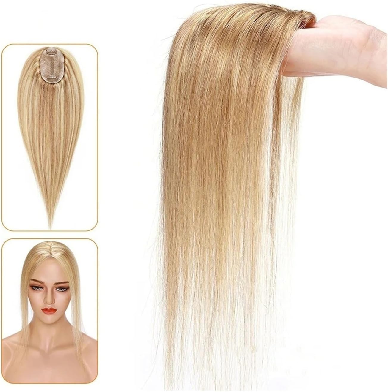 Topper / Frange Postiche En Cheveux Humains Brésiliens Bouclés - Noir - Avec Clips - Taille Moyenne