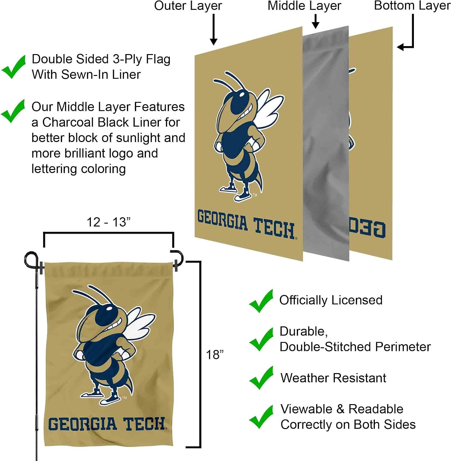 Georgia Tech Yellow Jackets New Gold Garden Banner Flag