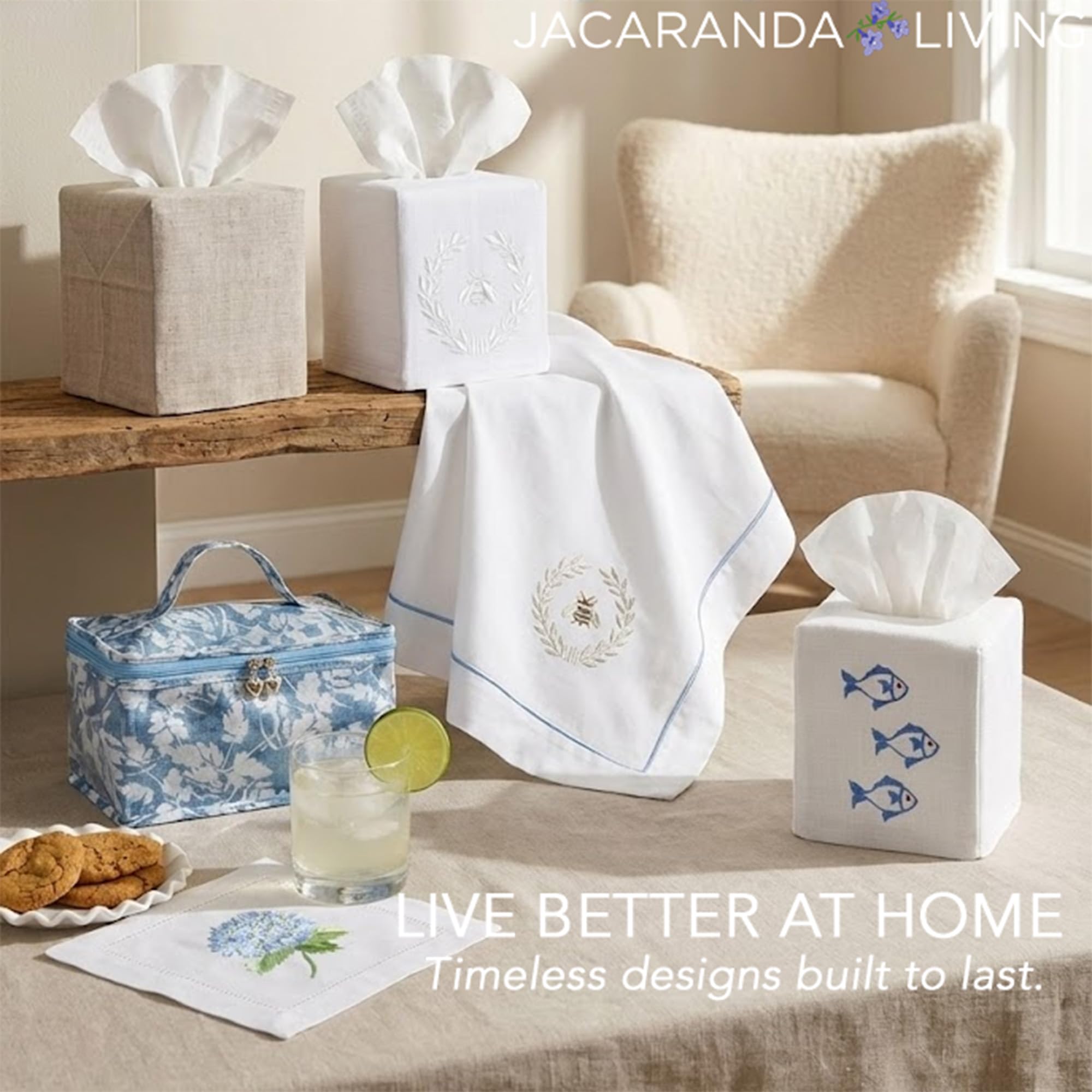 Jacaranda Living Taschentuchbox-Abdeckung, Weiß, One Size
