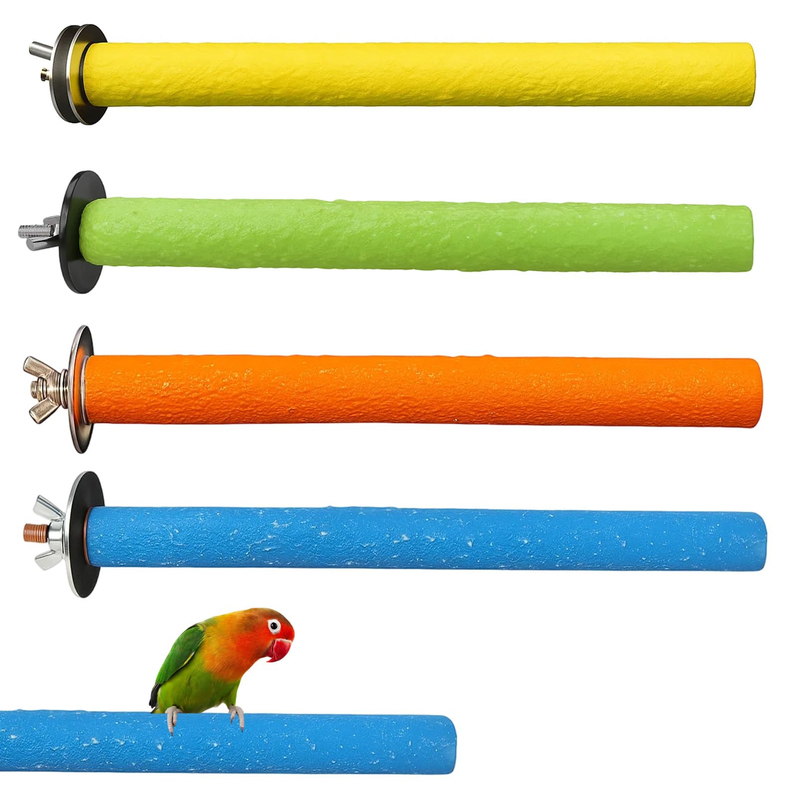 4 Bird Perches for Cage 20cm Parrot Perch Set for Small and Medium Birds Colorful Budgie Perches for Nail and Beak Maintenance Foot Exercise and Cage Enrichment (Blue