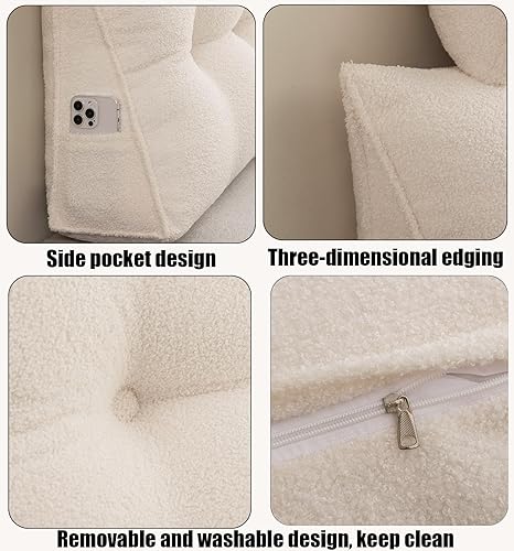 Miniatura 3 de Almohada grande para cabecero, almohada de cuña, almohada de lectura, almohada triangular para sentarse en la cama, respaldo de posicionamiento,