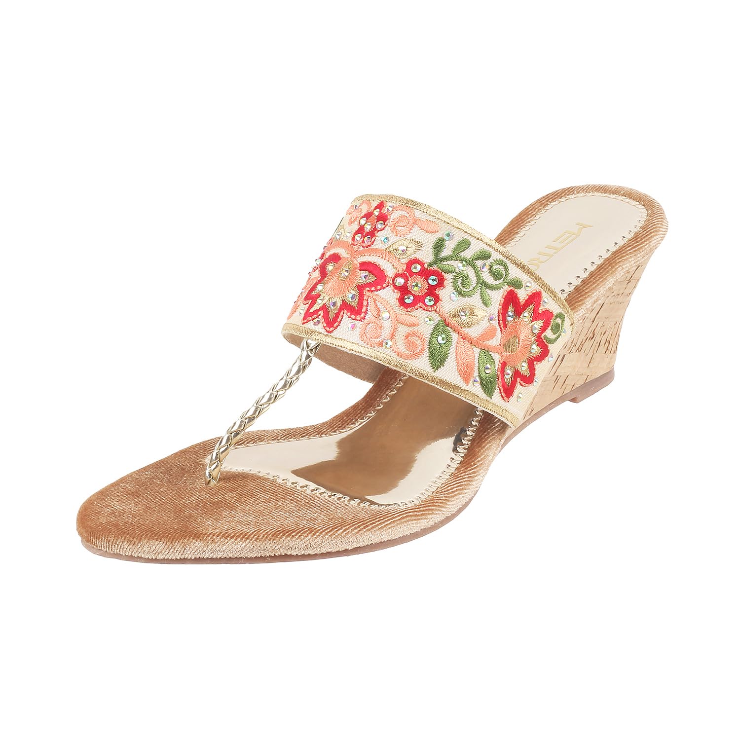 Metro Women Gold Ethnicwear Embroidered Wedge Heel Sandal UK/7 EU/40 (35-787) (B0CHQT5P28) Amazon Price History, Amazon Price Tracker
