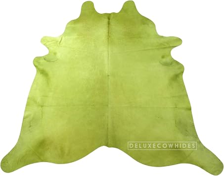 Cowhide Area Rug - Dyed Lime Green Cowhide Rugs Approx 7 X 7 feet or 213X213cm