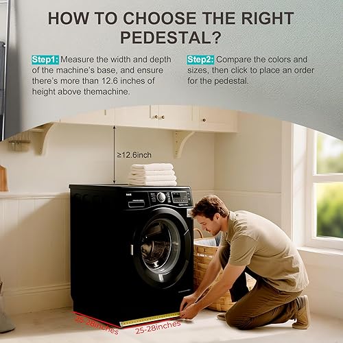 Miniatura 6 de Juego de 2 pedestales para lavadora y secadora de 28 pulgadas, pedestal de lavandería para lavadora y secadora, soporte para lavadora y secadora,