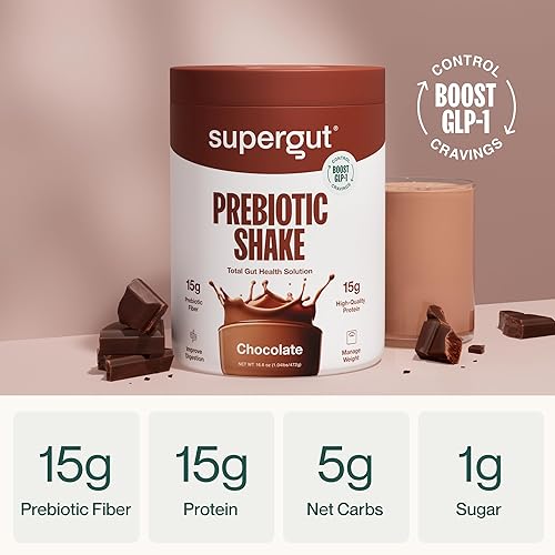 Miniatura 8 de Supergut Batidos prebióticos  Reemplazo de comidas  Boost GLP-1  Alto en proteínas y fibra  Sin azúcar añadido  Alimentos cetogénicos, comidas,