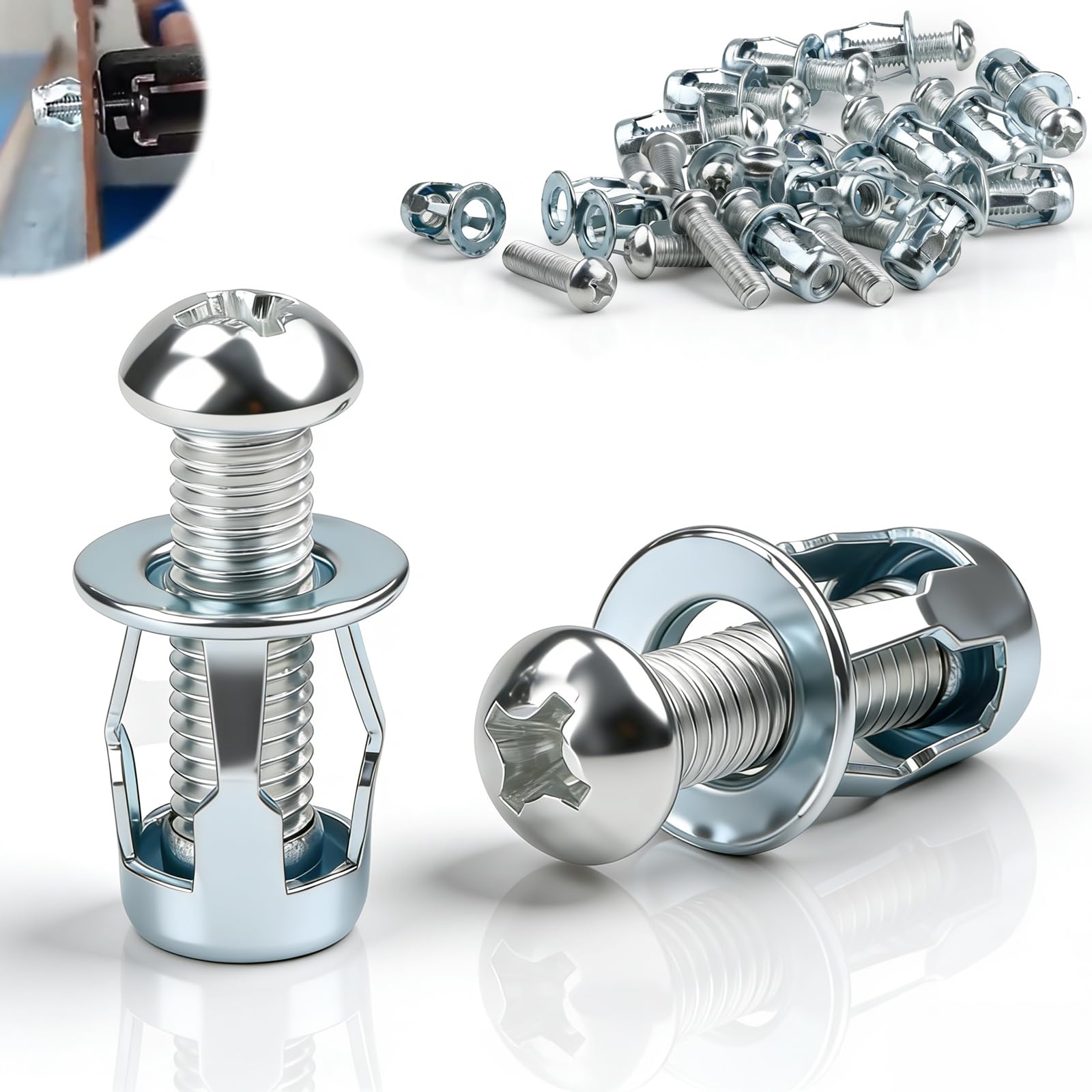 Metalowy kołek rozporowy M4 x 20 mm, 30 szt. metalowych kotw, rowki Jack Nuts, kołki rozporowe, cienkie mocowania, do drzwi pustych, ścian, cienka blacha żelazna