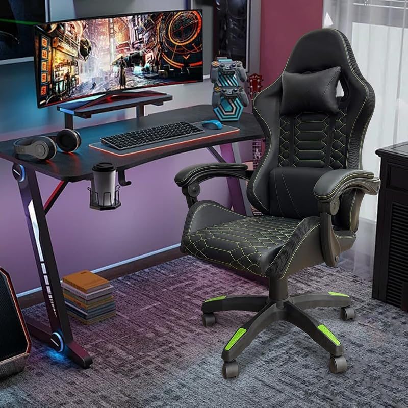 Cadeira Gamer Ergonômica com Estrutura Reforçada, Reclinação 90°-150°, Apoio de Braço Sincronizado e Suporte Lombar Ajustável – Conforto para Jogos e Home Office