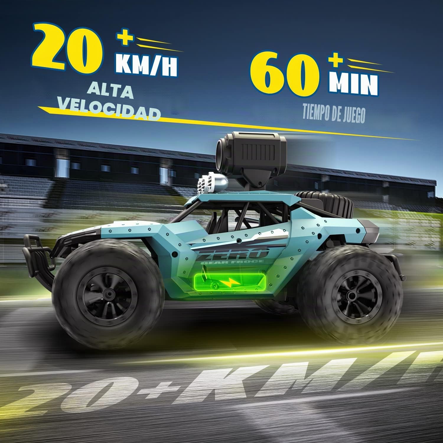 DEERC Coche teledirigido 1:16 RC Truck con cámara de 1080P, transmisión WiFi de 2,4 GHz, 2 baterías, 60 Minutos de Tiempo de reproducción, para Adultos y niños (36 W)