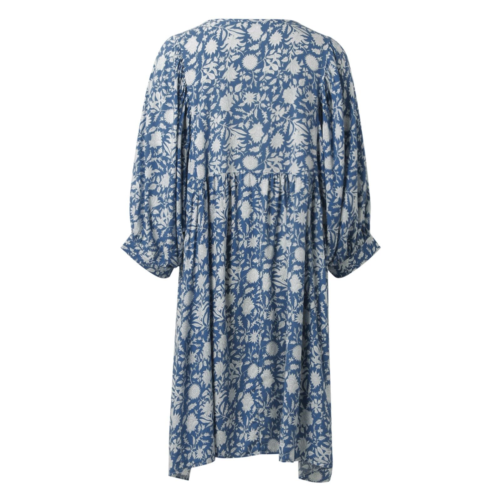 Vestidos Casuales De Verano for Mujer, Vestido Playa Midi Suelto con Mangas Abullonadas Y Estampado Floral, Medio Abierto