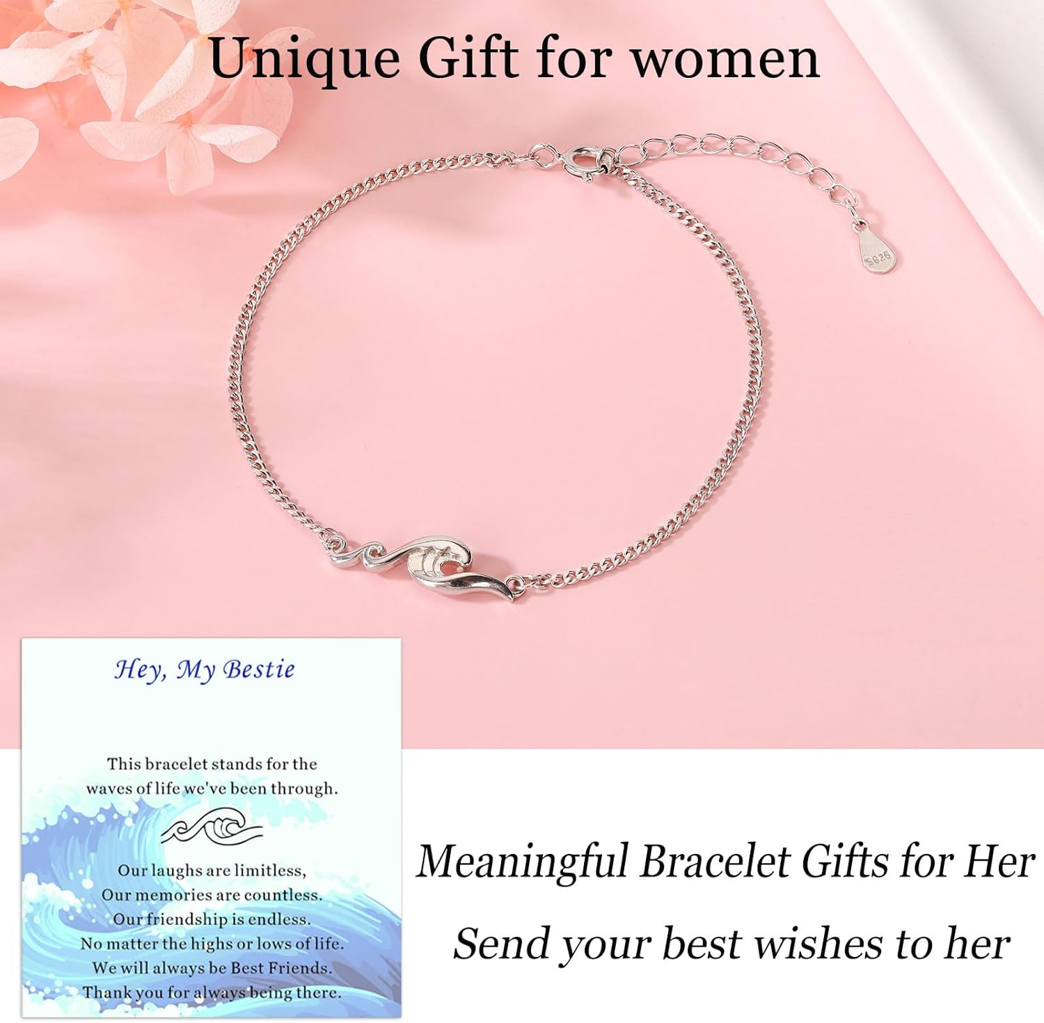 Inspirational Gifts for Women, Wave Bracelet for Friend, Life is Tough but so are You, Encouragement Bracelet Get Well Feel Better Spiritual Thoughtful Gifts - Image 3
