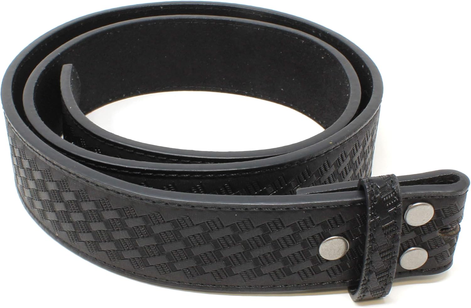 BC Belts Leather Belt Strap with Embossed Basket Weave Pattern 1.5" Wide with Snaps