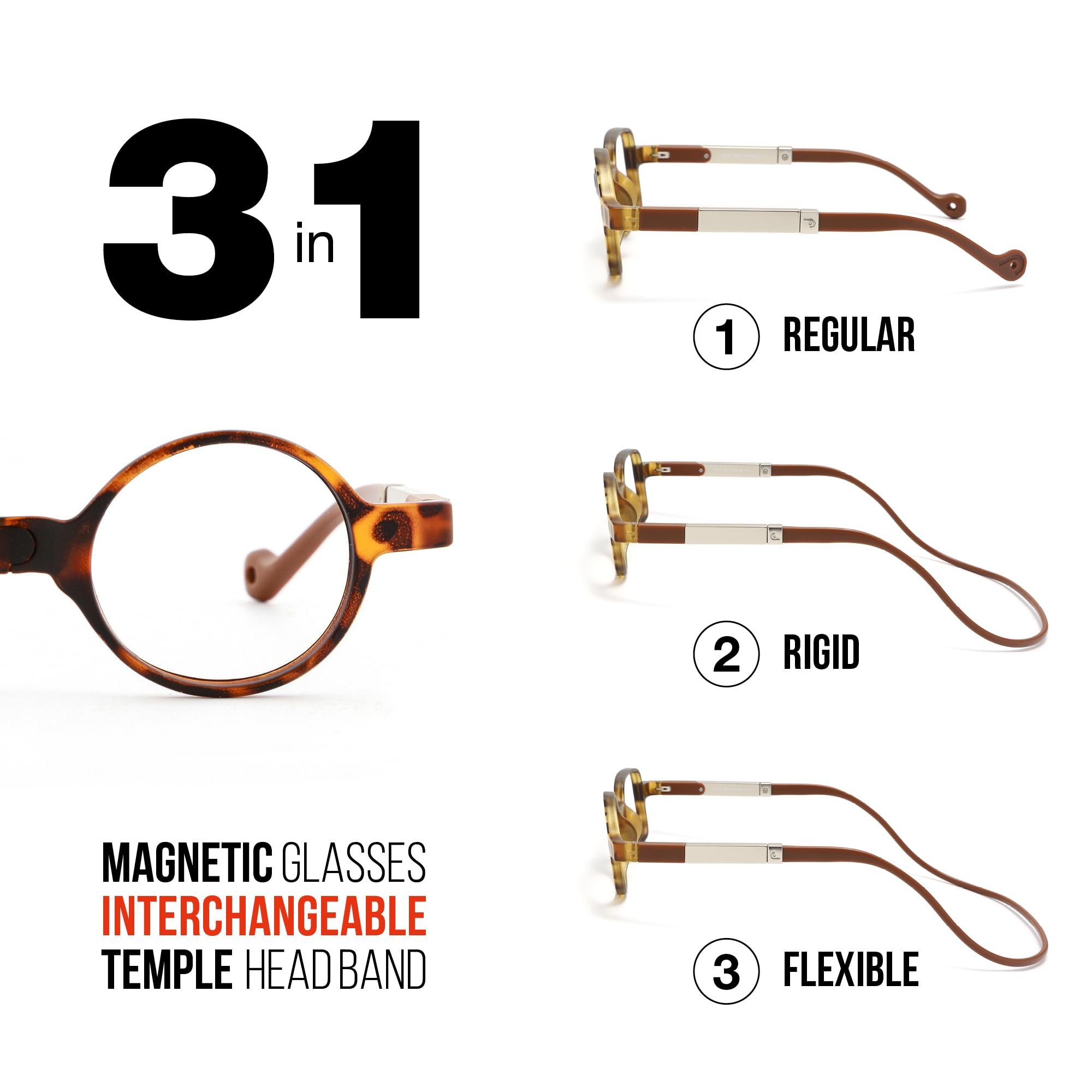 DIDINSKY Krik Occhiali da Lettura Magnetici, Anti Luce Blu | Chiusura magnetica frontale · Per leggere da vicino · Anti luce blu · Ingrandimento +1.0 a +3.0 · Custodia inclusa