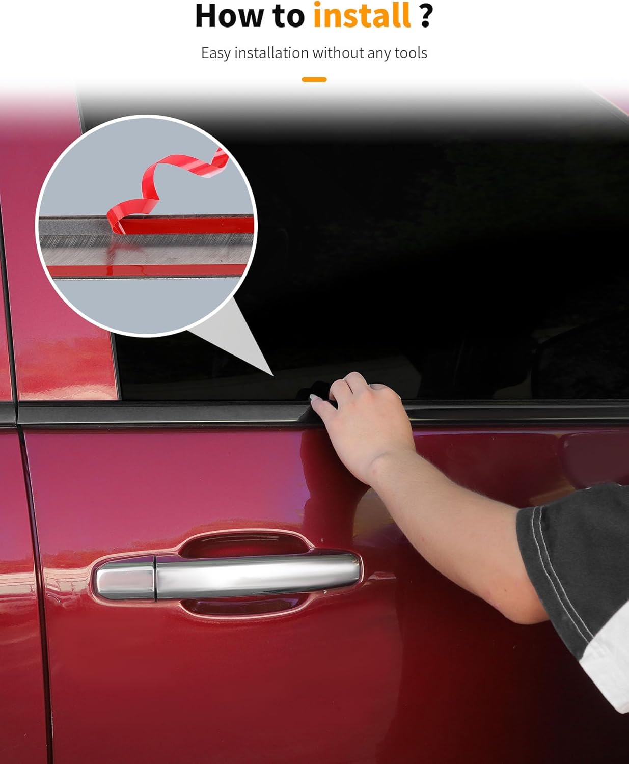 Hoolcar Lower Window Trim Cover Molding Window Bottom Outer Frame Strip Compatible with Chevrolet Silverado GMC Sierra 2014-2018, Exterior Accessories, Black