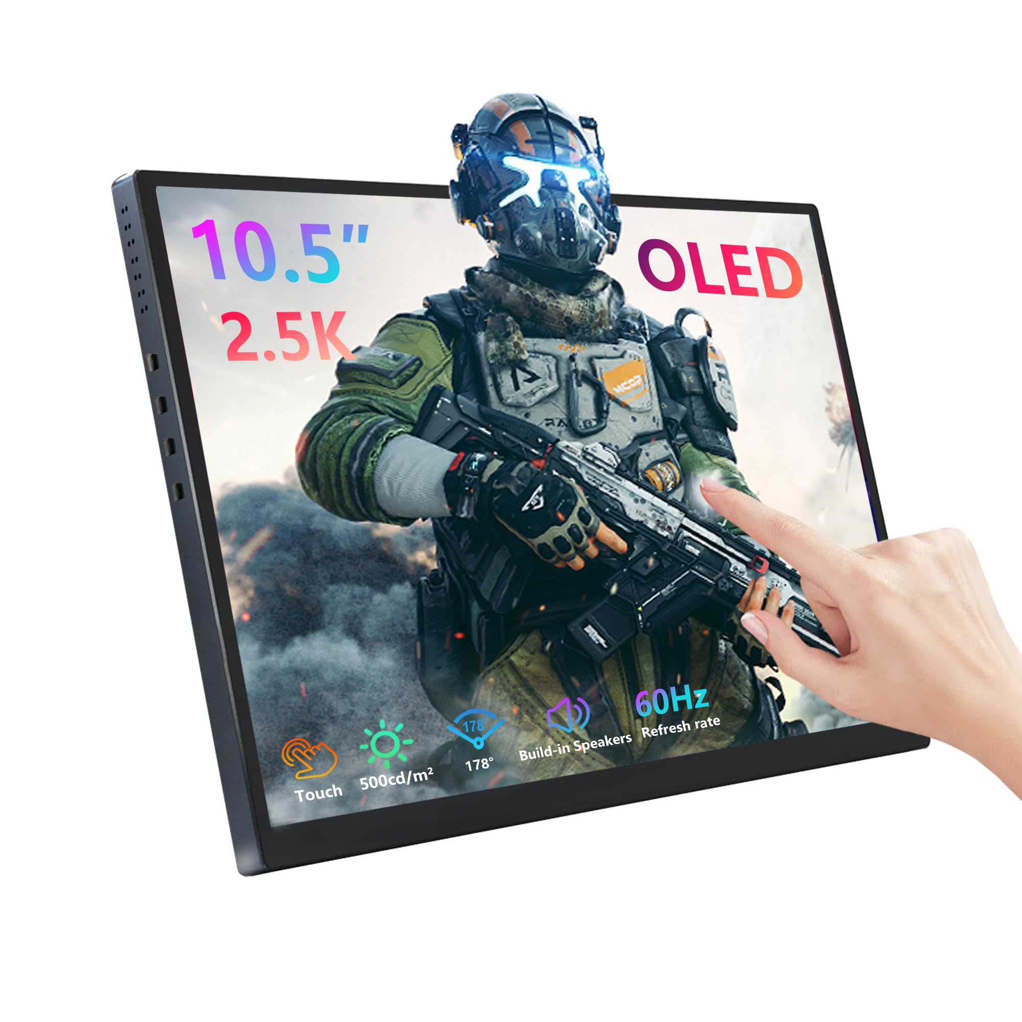 Photo 1 of 10.5 Inch OLED Touchscreen Portable Monitor - 2560×1600 2.5K Ultra-Thin External Touch Display with CNC Metal Case & Speaker Travel Secondary Display for Raspberry Pi, Window, macOS, PC, Switch, PS5