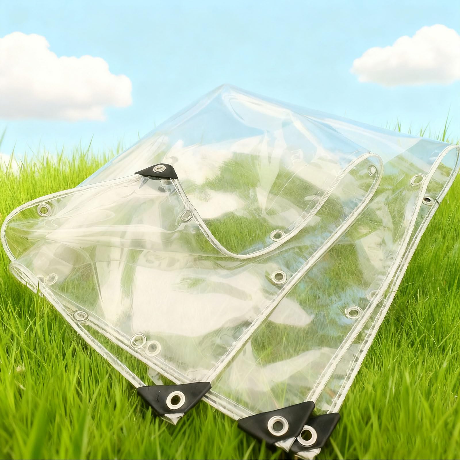 Lona transparente impermeable antirrasgaduras de exterior con ojales reforzados
