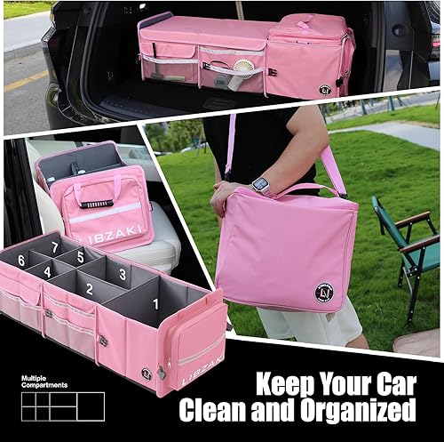 Miniatura 7 de LIBZAKI - Organizador de almacenamiento 4 en 1 para maletero, caja de almacenamiento plegable con múltiples compartimentos con hielera para