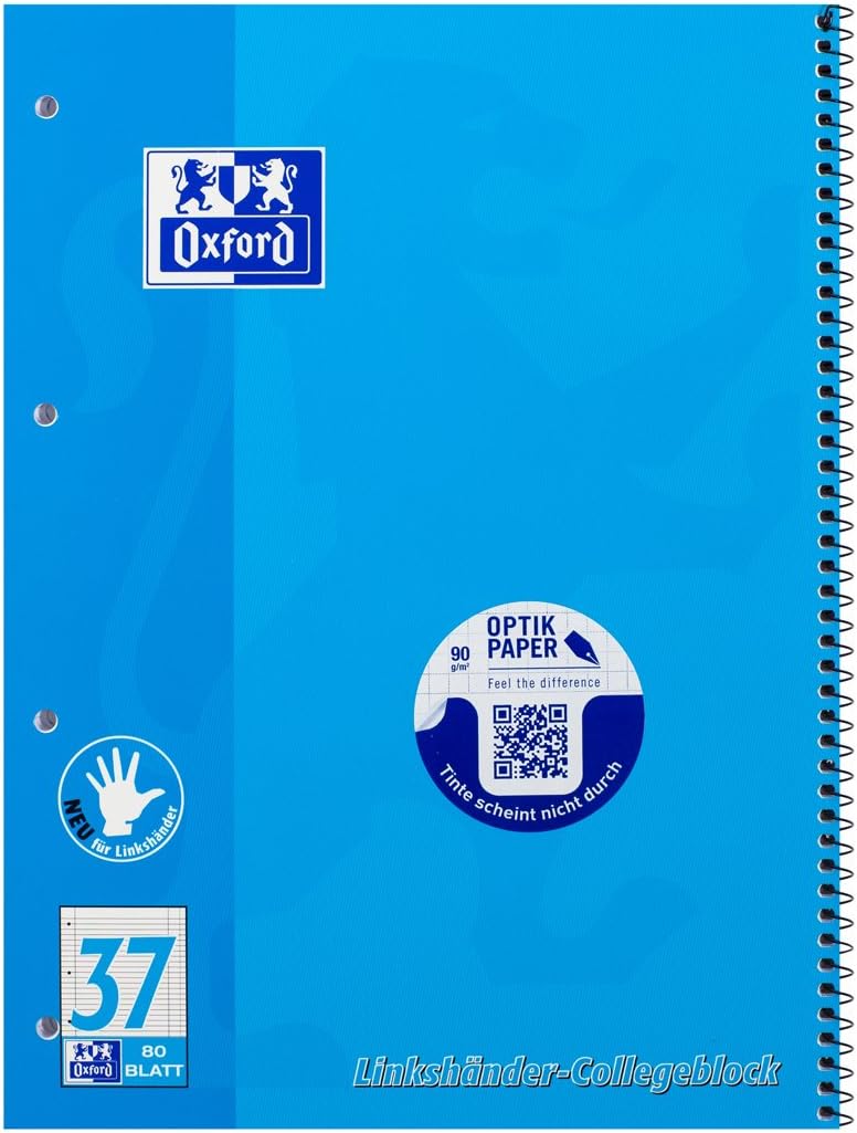 OxfordLeft-Handed Notepad A4 Lined 80 Sheets