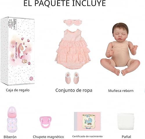 Miniatura 6 de KSBD Muñecas Reborn Baby Girl  Muñeca de bebé recién nacida realista de 20 pulgadas, cuerpo de tela hecha a mano, muñeca Reborn con peso suave,