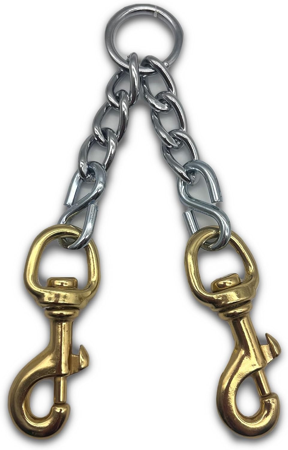 Chain Coupler for Walking 2 or 3 Dogs – Heavy-Duty Steel Leash Splitter with 6" Chain Snaps, Chew-Resistant, Durable Dog Walking Attachment (3 Dogs)