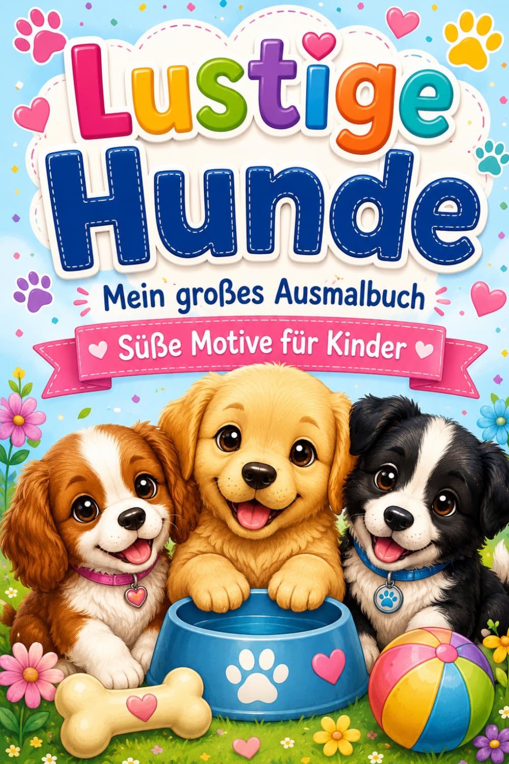 Lustige Hunde: Mein großes Ausmalbuch – Süße Motive für Kinder