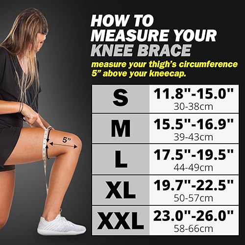 Vista 6 de POWERLIX Knee Compression Sleeve - Best Knee Brace for Men & Women – Knee Support for Running, Basketball, Weightlifting, Gym, Workout, Sports