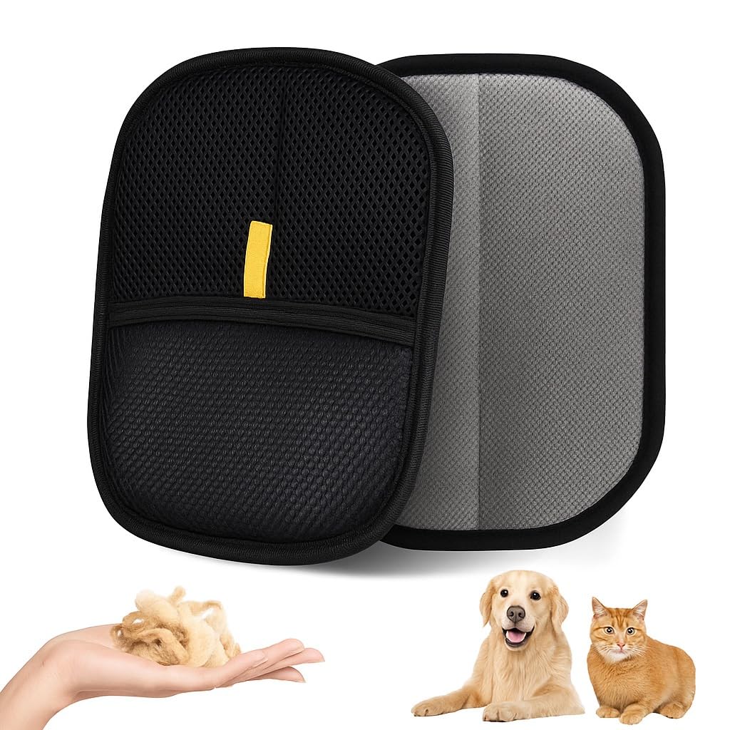 PetPurrfect 2 PCS Pet Grooming Gloves for Dogs & Cats, Reusable Deshedding Glove Set for Bathing Hair Removal & Massage